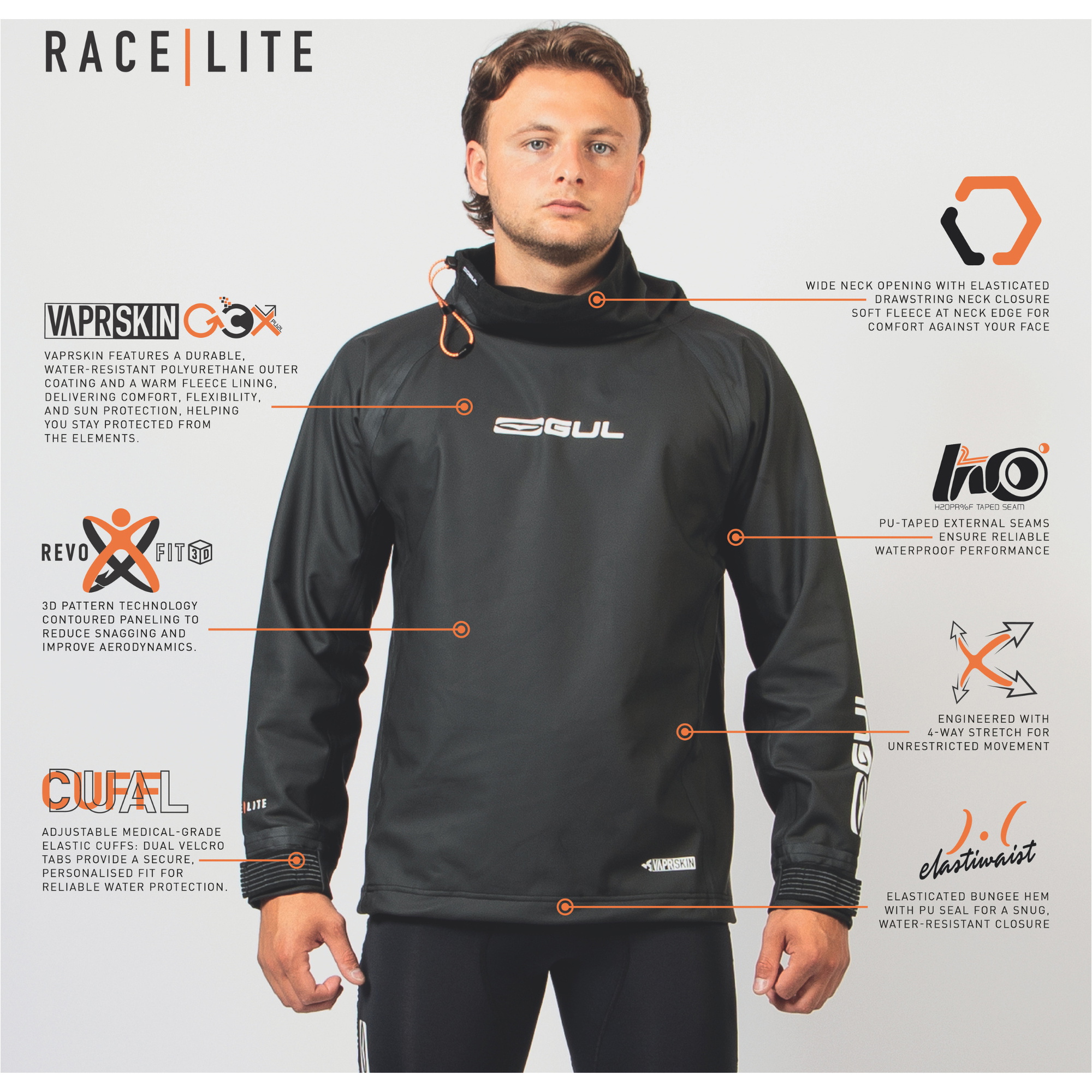 2026 Gul Unisex Race-Lite Spray Top ST0027-BKBK - Black